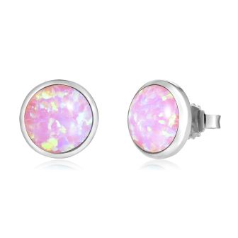 SS 925 Opal Stud Earrings 12mm （2 prs)