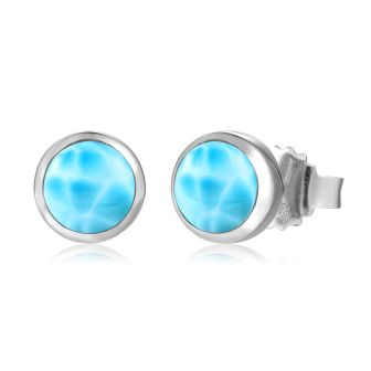 SS Larimar Stud Earrings 7mm