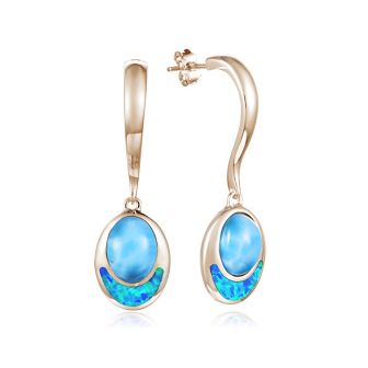 14K PG Larimar Opal Earring LB