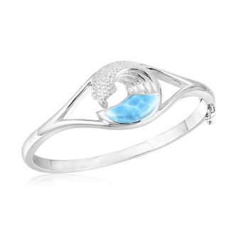 SS 925 Larimar Wave Bangle