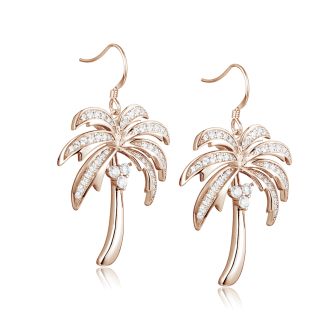 SS Pave CZ Palm Tree Earring - PG