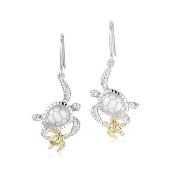 SS 14K 2T Turtle Earrings