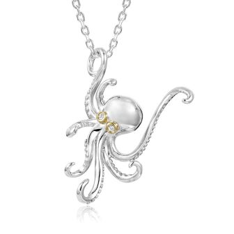 SS 14K 2T Octopus Pendant