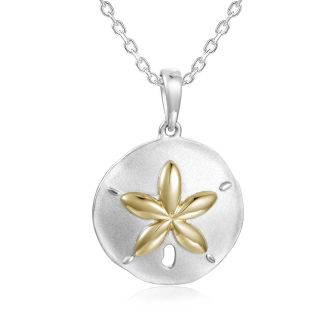 SS 14K 2T Sand Dollar Pendant