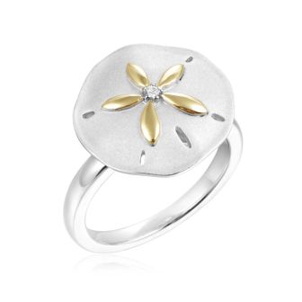 SS 14K 2T Sand Dollar Ring