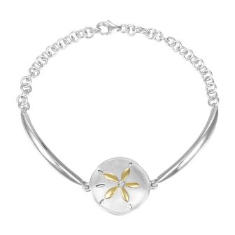 SS 14K 2T Sand Dollar Bracelet