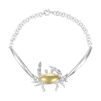 SS 14K 2T Blue Crab Bracelet