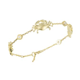 14KY Blue Crab Bracelet SZ 6.5+1