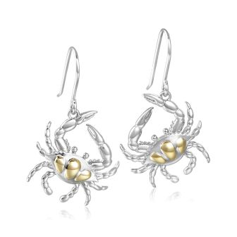 SS 14K 2T Blue Crab Earrings