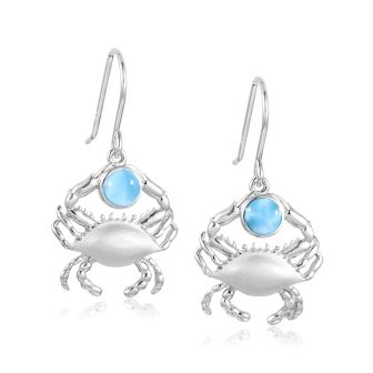 SS Larimar Blue Crab Earrings