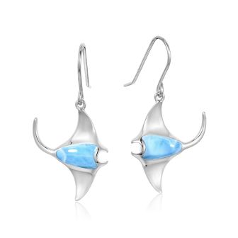 SS Larimar Manta Ray Earrings