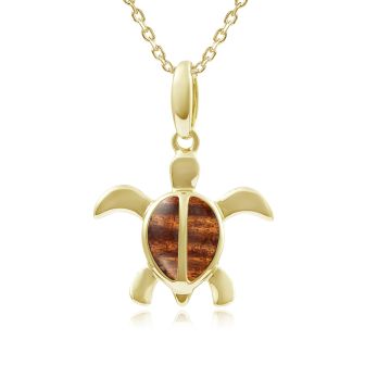 14K YG Honu Pendant (s) -Koa Wood
