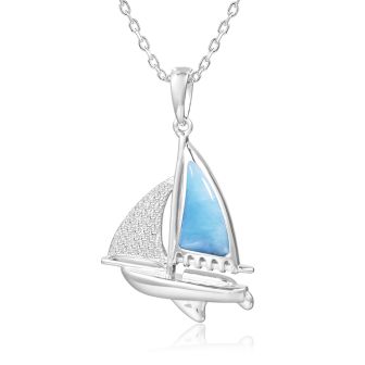 SS 925 Sailboat Larimar Pendant