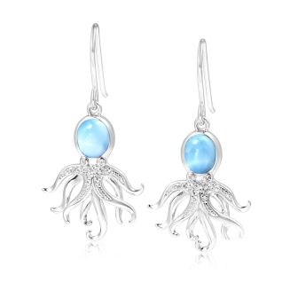SS 925 Octopus Larimar Earrings