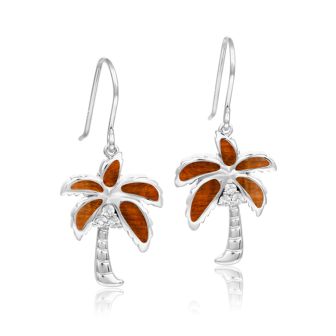 SS 925 Koa Wood PalmTree Earrings