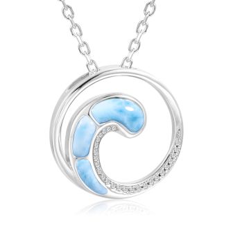 SS Larimar Topaz Wave Pendant