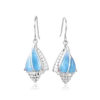 SS Larimar Conch Shell Earrings