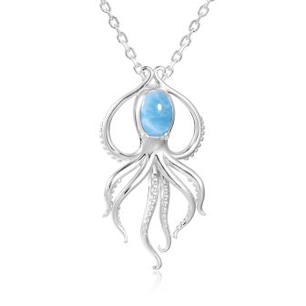 SS 925 Squid Larimar Pendant