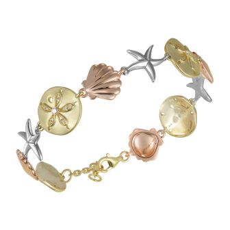 14K YWP Sea Life Bracelet SZ 6.5+1