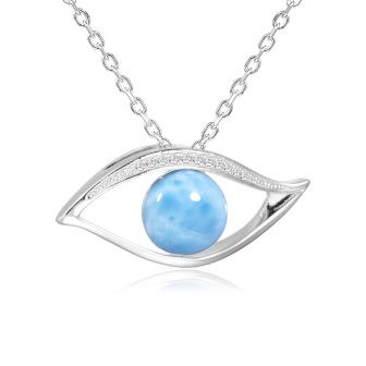 SS 925 Evil Eye Larimar Pendant