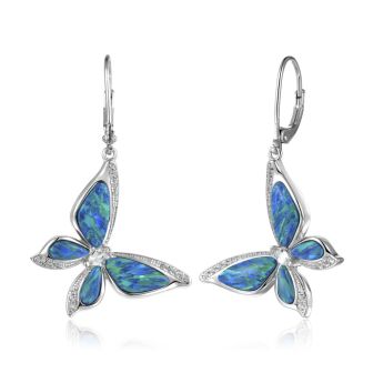 SS 925 Opal Butterfly Earrings