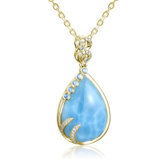 14K YG Larimar Tears of Joy Pendant