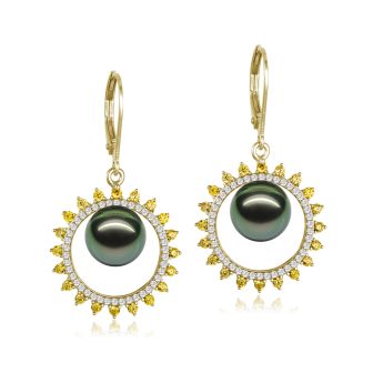 14K YG Tahitian Pearl Earrings (L)
