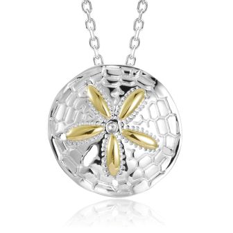 SS 14K 2T Sand Dollar Pendant