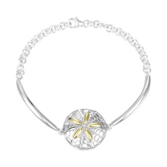 SS 14K 2T Sand Dollar Bracelet