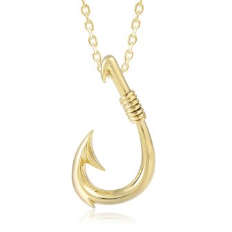 14K YG Fishhook Pendant
