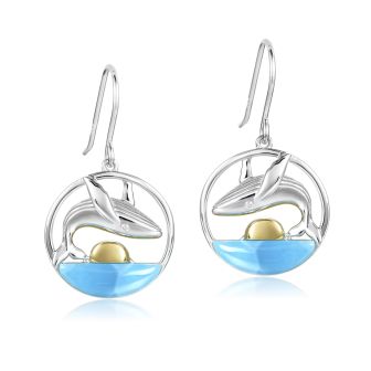 SS 14K 2T Humpback Whale Earrings