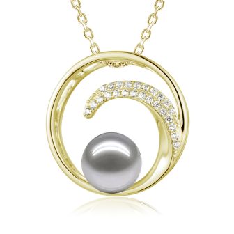 14KY Wave Akoya Pendant