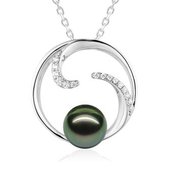 SS Tahitian Black Pearl Wave Pendant