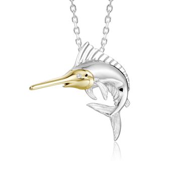 SS 14K Marlin Pendant