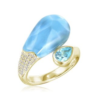 14KY Aquamarine/Larimar Ring
