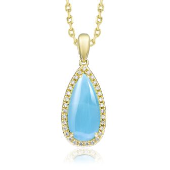 14K YG Larimar Pendant