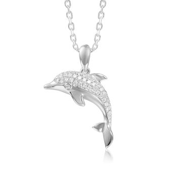 14K WG Dolphin Pendnat w/ Diamonds