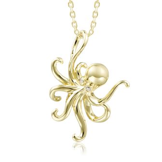 14K YG Octopus Pendant