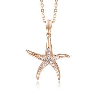14K PG Starfish Pendant with Diamond