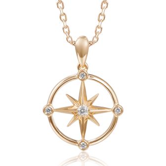 14KP Compass Pendant