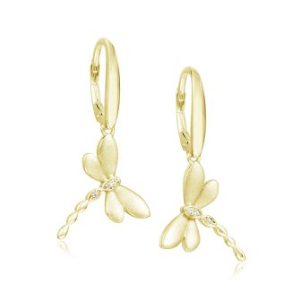 14K YG Dragongly Earrings