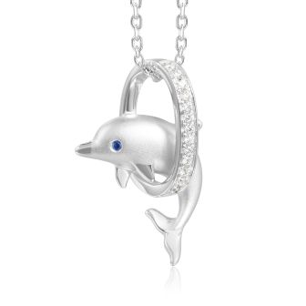 14K WG Dolphin Pendant w/ Diamonds