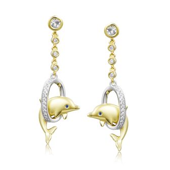 14K W/Y Dolphin Pendant