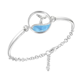 SS 925 Larimar Whale Tail Bracelet