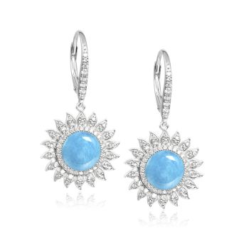 SS 925 Larimar Sunflower Earrings