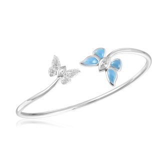 SS 925 Larimar Butterfly Bangle