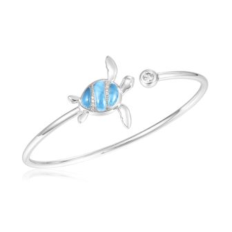 SS 925 Larimar Turtle Bangle (s)