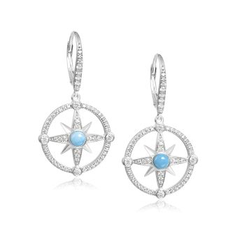 SS 925 Larimar Compass Earrings