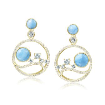 14KY Larimar Dia Earrings