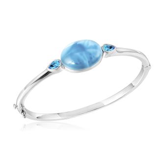 SS 925 Larimar Fish Bone Bracelet